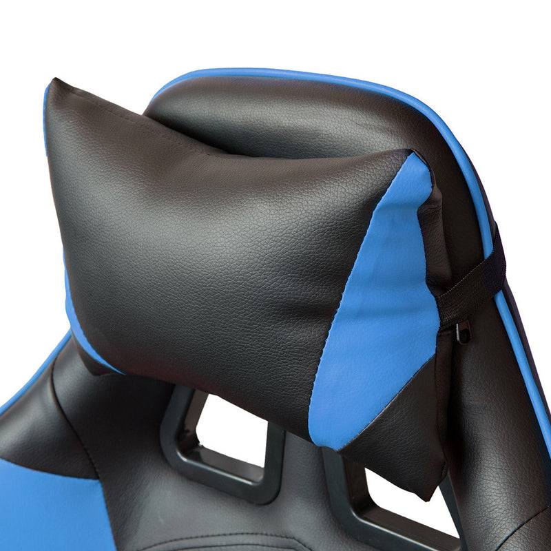 Sedia da Gaming Ergonomica 64x53x122-133 cm con Poggiapiedi in Similpelle Blu