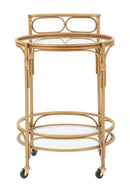 Carrello Panama Round Ø51x74 cm in Ferro e Vetro e Plastica Marrone      