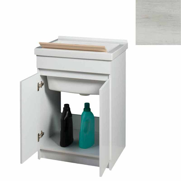 acquista Mobile Lavatoio in Ceramica 2 Ante con Strofinatoio in Legno Massello 60x50x86A cm Olmo Bianco