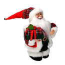 Babbo natale in tessuto rosso con regali, musica e movimento cm xh35