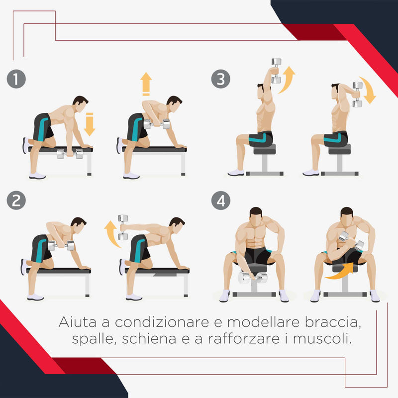 Set di 2 Manubri Esagonali da 6 kg con Presa Antiscivolo e Rivestimento in Gomma Nero   