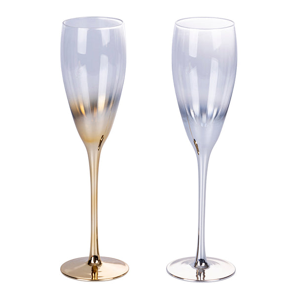 acquista Set 2 Sektgläser Très Chic Flûte aus Glas Villa d'Este Home Tivoli Gold und Silber