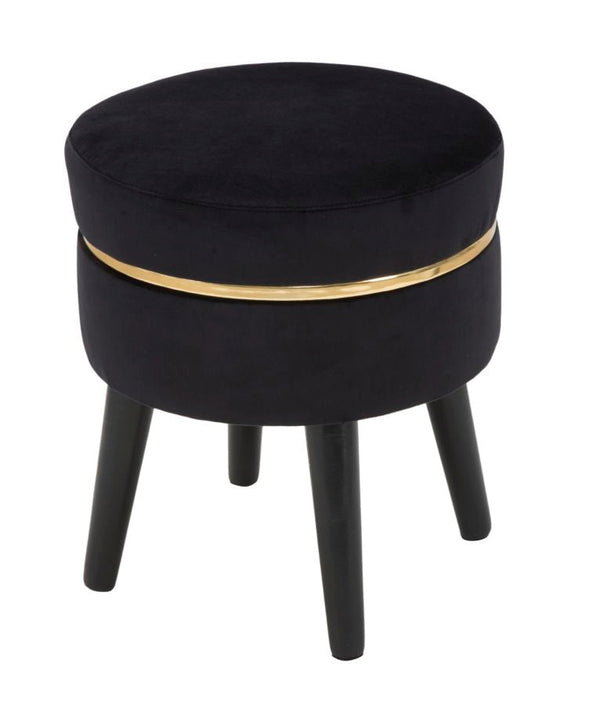 prezzo Paris Black Hocker Ø35x40,5 cm aus Schwammholz und schwarzem und goldenem Polyester
