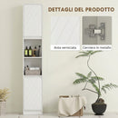 Mobile Colonna Bagno Salvaspazio 30x24x170 cm con 2 Armadietti e Ripiani in MDF e Truciolato Bianco      