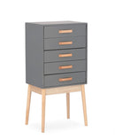 Cassettiera 5 Cassetti 43x30x88 cm Ordinary in Legno Grigio