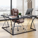Scrivania da Ufficio ad Angolo in Metallo e MDF 142x142x76 cm  Nera