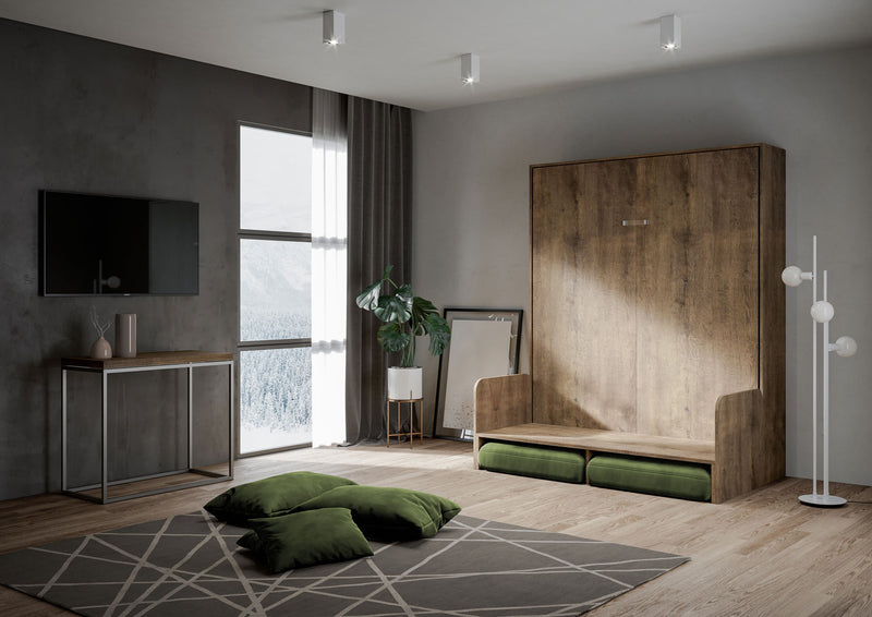 Letto Matrimoniale A Scomparsa 160 Kentaro Con Divano Noce e Verde      