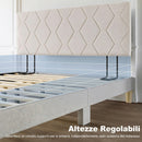 Testiera Letto Imbottita 160x10x73 cm con Motivo a Diamante in Ciniglia Bianco      