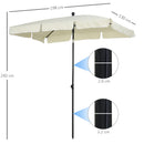 Ombrellone da Giardino 2x1.25 m Palo Ø28 mm in Alluminio Inclinabile Crema 