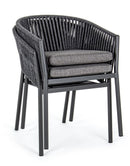 Set 4 Sedie 57x60x80h cm con Braccioli e Cuscini Florencia Antracite