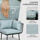 Set Salotto da Giardino Divano Angolare e Tavolino da Caffè Nero Grigio e Blu