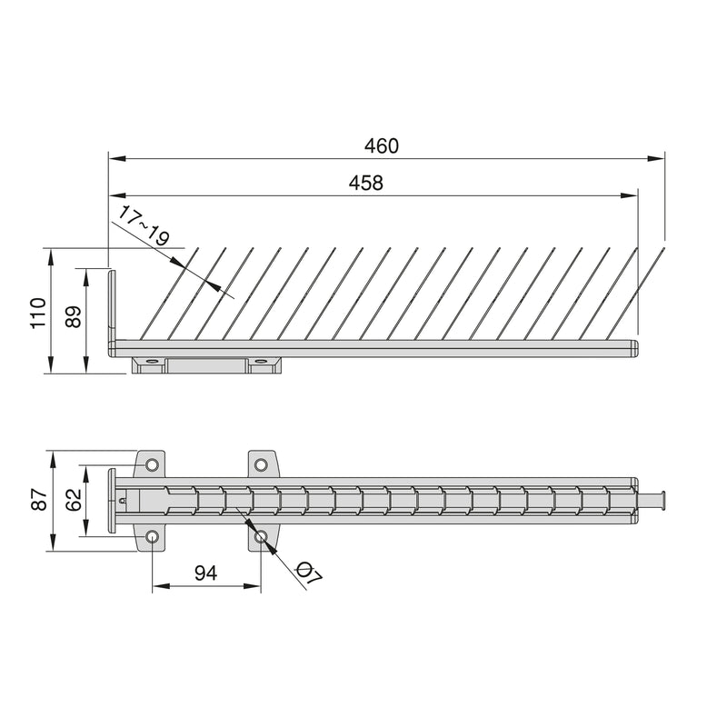 Portacravatte Laterale Estraibile per Armadio 36 Cravatte in Alluminio e Plastica Emuca Anodizzato opaco