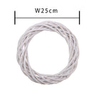 Set 6 Coroncine Bianche di Rattan Larghezza 25 cm