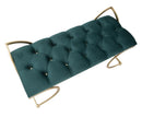 Panca Glam Luxy Verde 103x43x47 cm in Ferro e MDF e Spugna e Poliestere Verde e Oro
