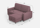 Divano 2 Posti con Pouf 148x155x85 cm Sakar in Tessuto Prugna