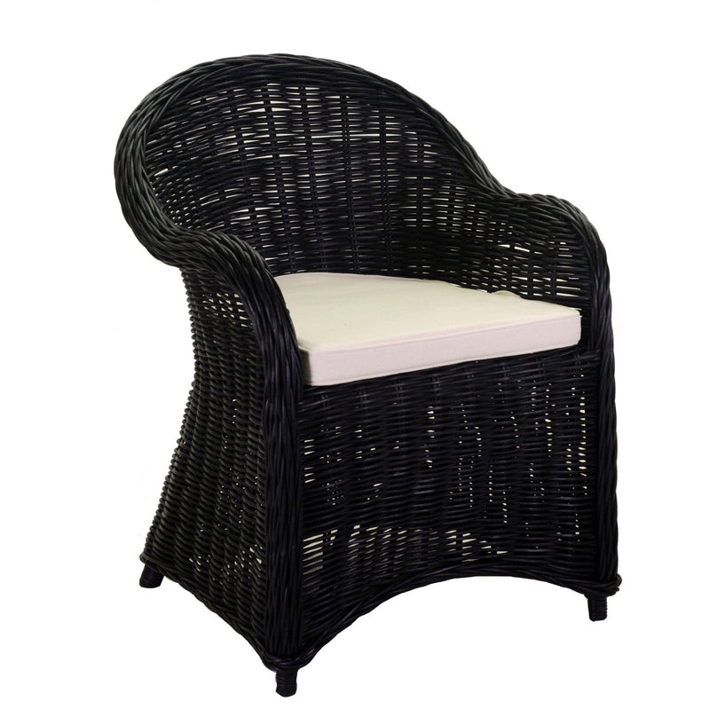 Poltrona da Giardino in Rattan con Cuscino 64x64H50/83cm Roma Nero