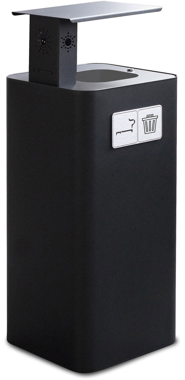 acquista Pattumiera Per Raccolta Rifiuti 38x38xh102 cm In Acciaio Verniciato con Coperchio Basculante Nero