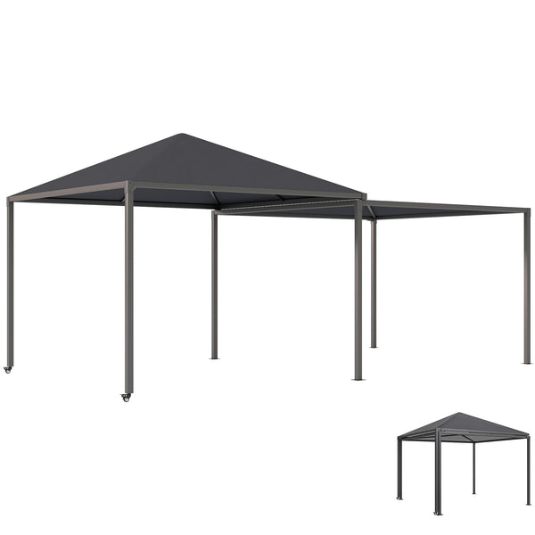 acquista Gazebo da Giardino Estensibile 295-560x295x275 cm Copertura in Poliestere UPF30+ con Ruote Grigio