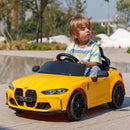 Macchina Elettrica per Bambini 108x69,5x51 cm Licenza BMW M4 con Telecomando Clacson e Fari Giallo      