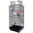 Gabbia Voliera per Uccelli Nera per Pappagalli Inseparabili con Tetto Apribile