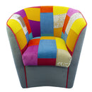 Poltroncina a Pozzetto 70x67x76 cm in Tessuto e Similpelle Grigia