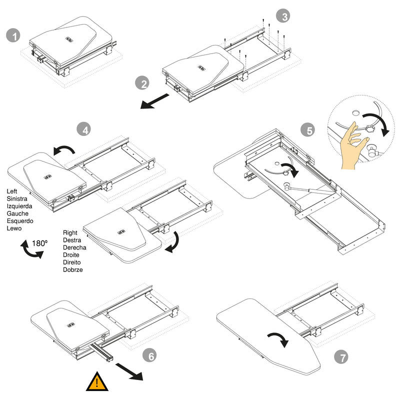 Asse da Stiro Pieghevole a Scomparsa per Cassetto Estraibile 81 cm Emuca Grigio