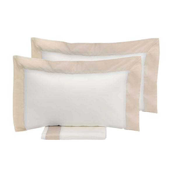 acquista Bettbezug für Doppelbett mit Taschen- und Kissenbezügen in Satin Garrini Eveline Elfenbein/Beige