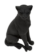 Statua Leopardo Seduto Nero 15x10x27 cm in Poliresina
