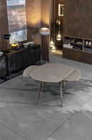 Tavolo Allungabile 120/180x90x76 cm in Metallo con Top in Vetro Tortora