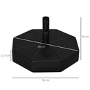 Base per Ombrellone Ø60 cm Riempibile con Acqua e Sabbia 28-40 kg per Pali da Ø3,8 e Ø4,8 cm in Plastica Nero 