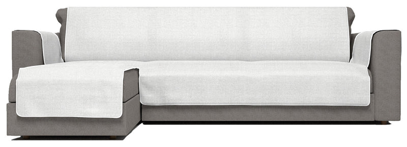 Copridivano con Penisola Sinistra in Poliestere e Cotone Bianco Varie Misure