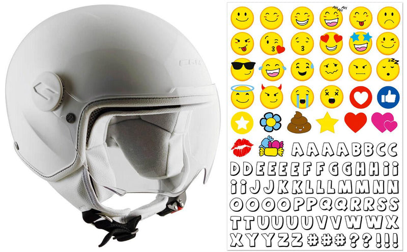 Casco Demi-Jet per Bambini Visiera Sagomata CGM Magic Smile 205S Bianco YS - (49-50 cm)