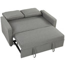 Divano Letto 2 Posti 3 in 1 con Schienale Regolabile in 3 Posizioni e 2 Cuscini, Tessuto Effetto Lino, Grigio      