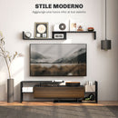 Mobile TV Ripiani e Armadietto a Ribalta con Mensola a Muro 153,6x25x42 cm Nero e Marrone 