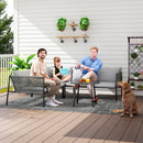 Salotto da Giardino con Divano Angolare Modulabile e Tavolino da Caffè in Rattan Grigio   