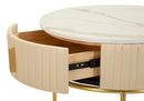 Comodino Toeletta con Puff Pok Ø52x70 cm in Pino e MDF e Spugna e PU e Metallo      