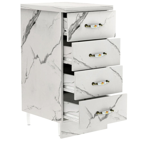 Mobile da Cucina Cassettiera 4 Cassetti 40x50x85 cm in Legno Bianco Effetto Marmo sconto
