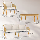 Set da Giardino 4 Pezzi con Divano 2 Poltrone e Tavolino Basso in Rattan Bianco Crema    