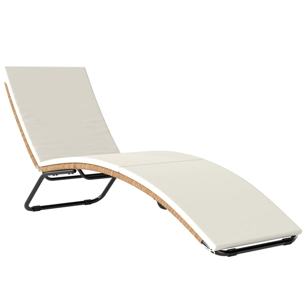 prezzo Lettino Sdraio a S da Esterno 175x57x80 cm con Cuscino in Rattan PE e Acciaio Crema