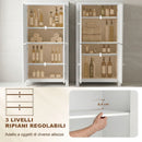 Mobile Bagno 60x30x110 cm con 4 Ante e Ripiani Regolabili in MDF Bianco      