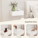 Set di 2 Comodini Sospesi Moderni 40x30x15 cm con Cassetto in Legno Bianco      