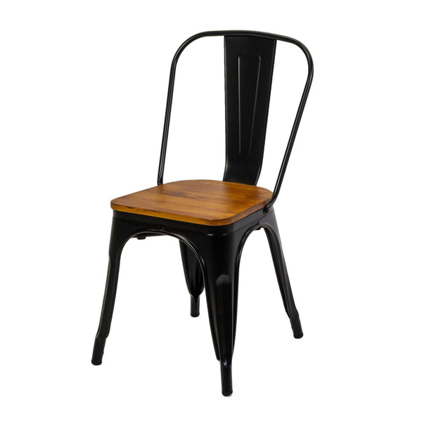 prezzo Sedia New Bristol 43x43xh45/84 cm in Ferro Nero con seduta in Legno