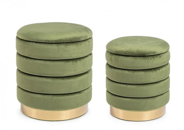 Set mit 2 Darina Olive Container Poufs aus Holz sconto