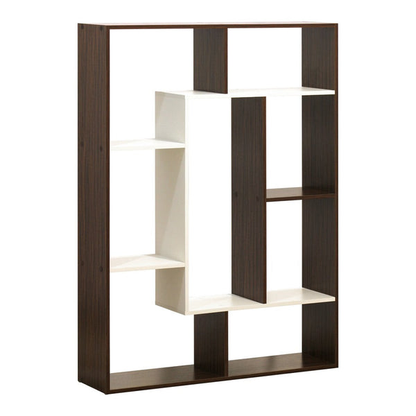 sconto Libreria 8 Ripiani 136x100x24 cm in Legno MDF Bianco e Marrone