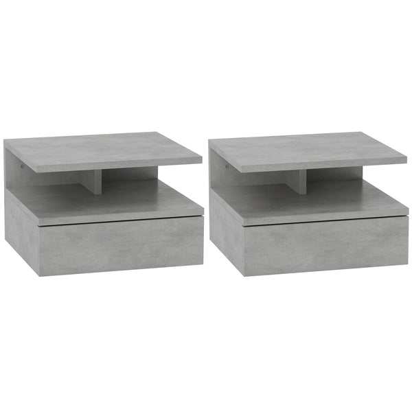 Set 2 Comodini Sospesi per Camera da Letto 35x32x22,5 cm con Cassetto in Legno Grigio sconto