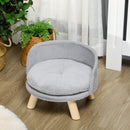 Divano per Cani e Gatti Rotondo con Cuscino in Tessuto di Peluche e Legno Ø40,5x33 cm Grigio