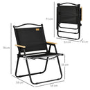 Set 2 Sedie per Esterni 54x59x78 cm Seduta in Tessuto Oxford e Acciaio  Nero  