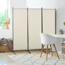 Paravento Separè 3 Pannelli 253x50x182 cm in Metallo e Poliestere Beige