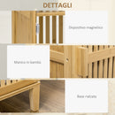 Mobile Bagno Stretto 40x30x140 cm Salvaspazio con 4 Ripiani e Porta a Doghe in Bambù Naturale      