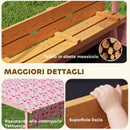Sabbiera per Bambini 3-6 Anni 134,5x127,5x130 cm con Tettuccio Fenicotteri Sedute Pieghevoli Coperchio e Fodera in Legno di Abete Rosa      
